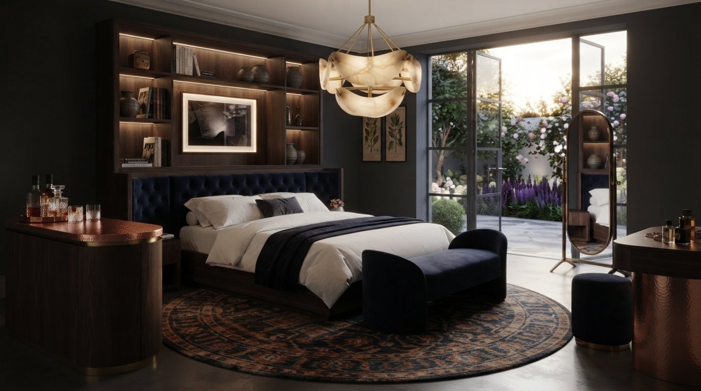 Bedroom with a bed and bedside tables